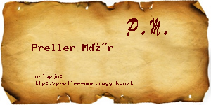 Preller Mór névjegykártya